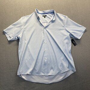 Alfani Men's Shirt Short Sleeve Size XXL Blue Classic Fit  Button‎ Down Shirt